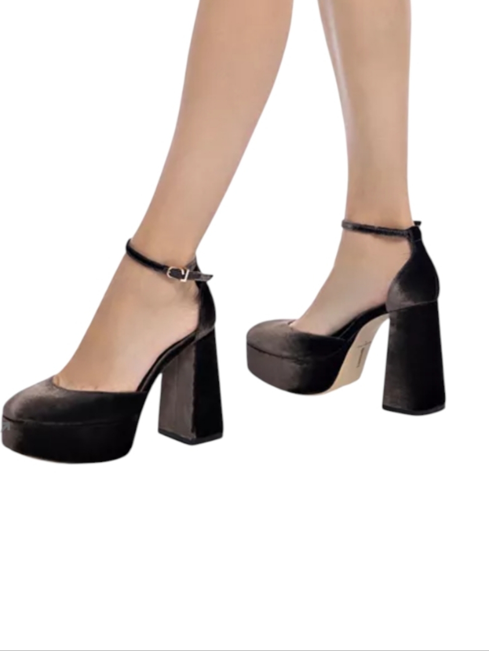 Larroude Ari Pump In Expresso Velvet Platform Heels...size 8